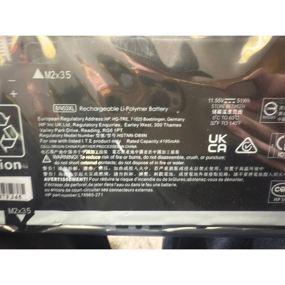 HP BN03XL Rechargeable Li Polymer Battery 11.55V 4195mAh Laptop Replacement